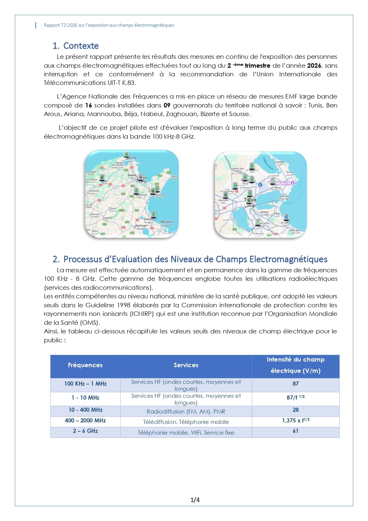 RAPPORT TRIMESTRIEL SUR L’EXPOSITION DU PUBLIC AUX CHAMPS ELECTROMAGNETIQUES T2-2026
